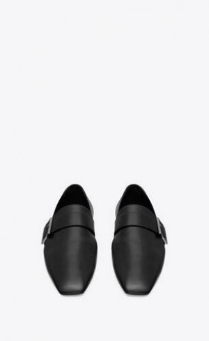 YSL Tristan Slippers In Smooth Leather Black | Philippines_YSL55307