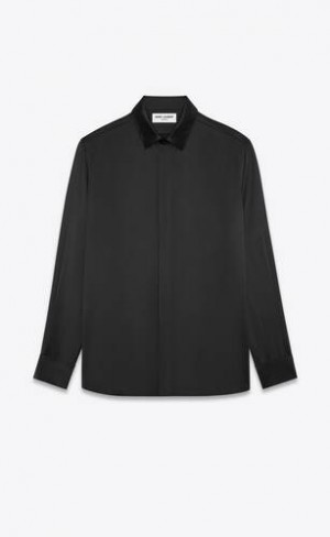 YSL Yves Collar Silk Satin Black | Philippines_YSL64131