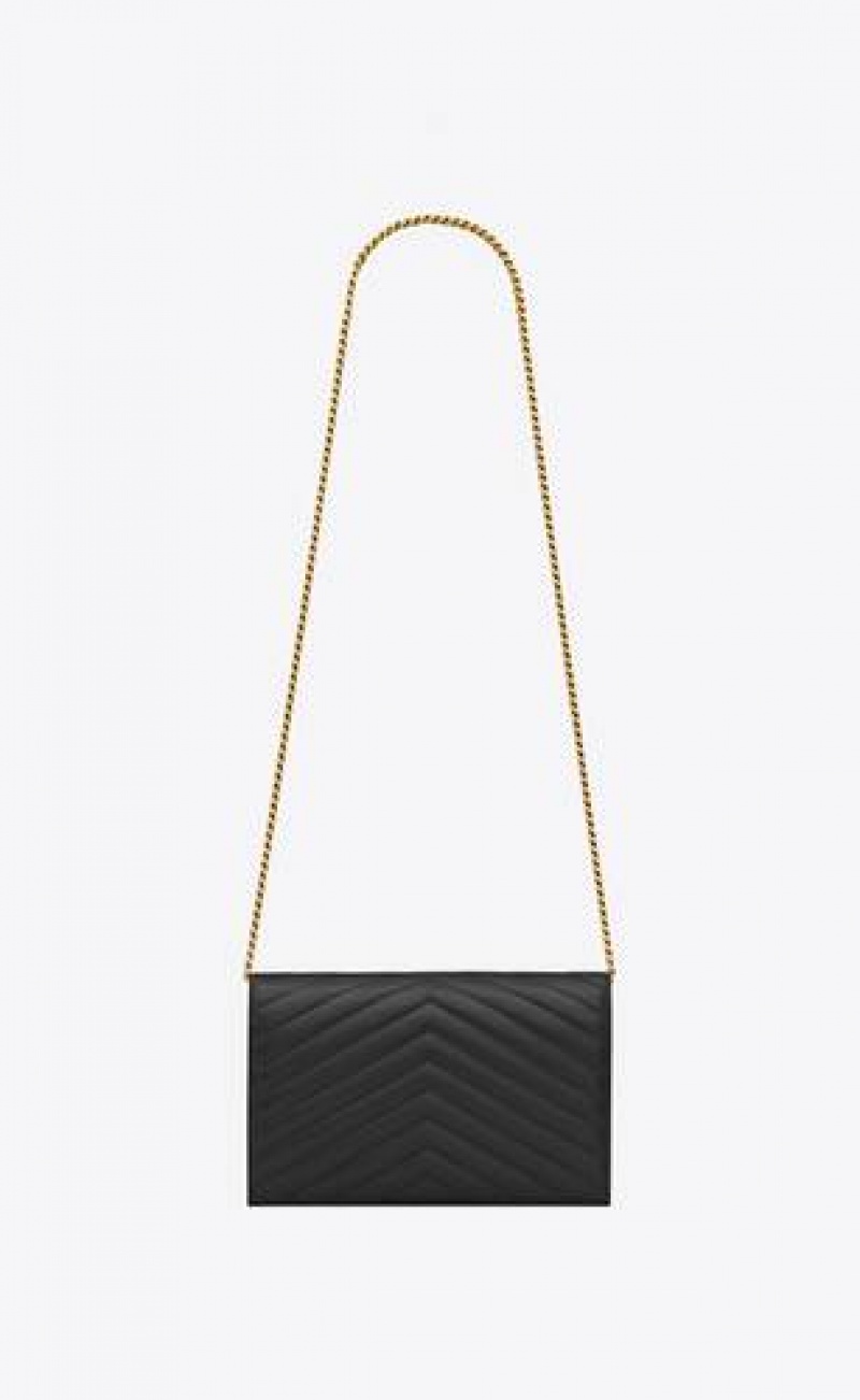 YSL Cassandre Chain Wallet In Lambskin Black | Philippines_YSL95851