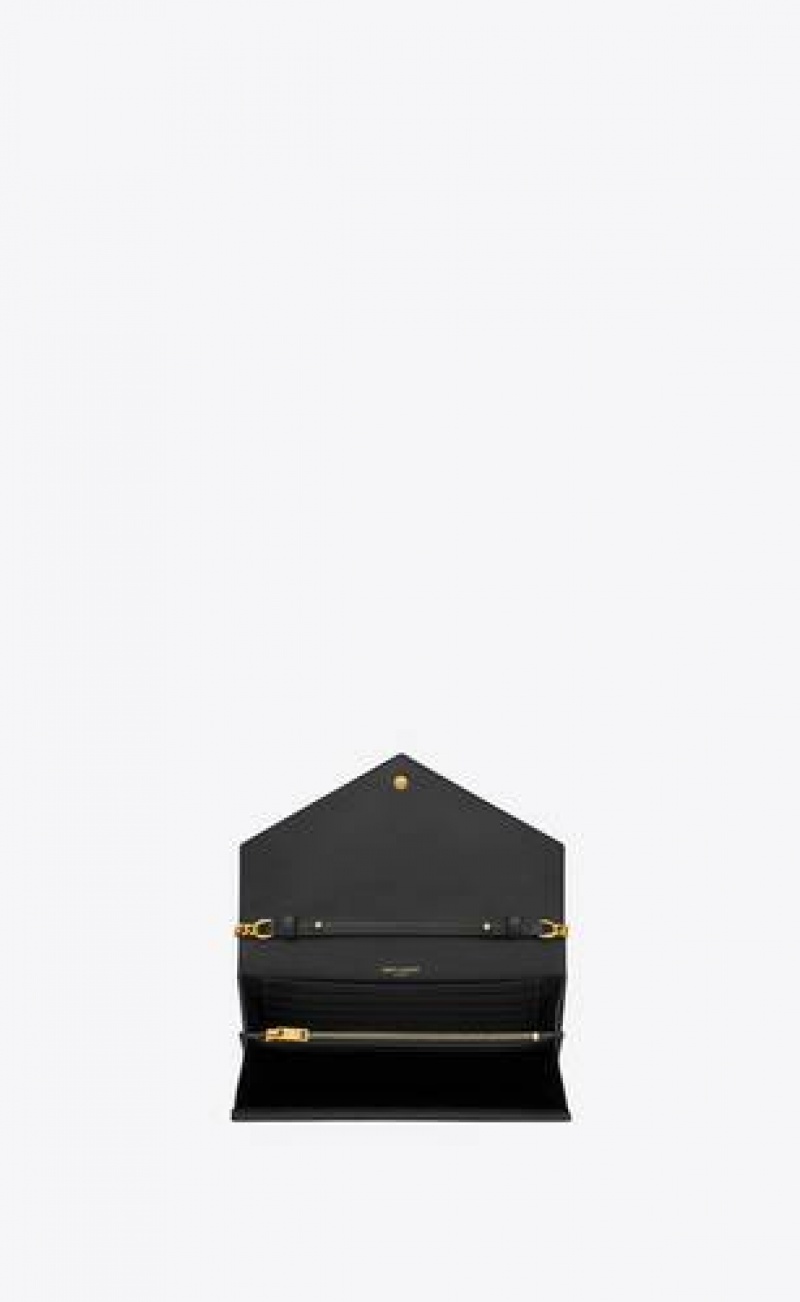 YSL Cassandre Chain Wallet In Lambskin Black | Philippines_YSL95851