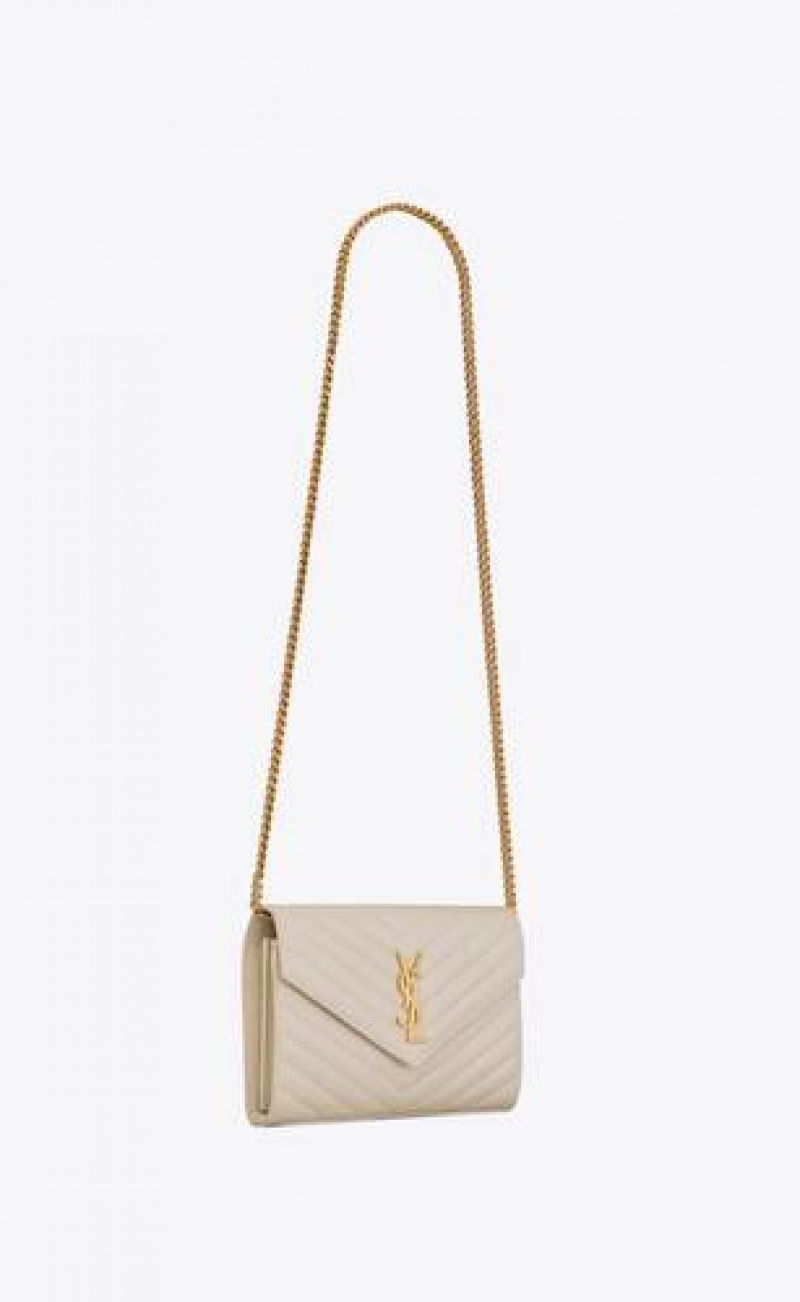 YSL Cassandre Chain Wallet In Lambskin White | Philippines_YSL58622