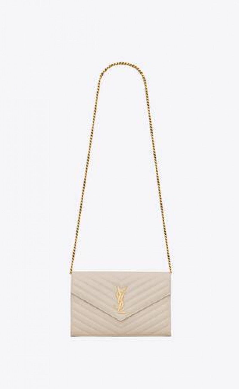 YSL Cassandre Chain Wallet In Lambskin White | Philippines_YSL58622