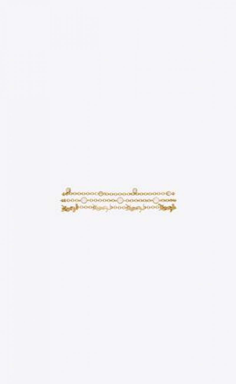 YSL Cassandre Multi-chain Bracelet In Metal And Crystal Gold | Philippines_YSL77716