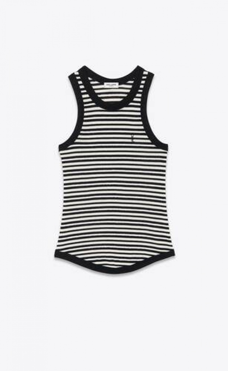 YSL Cassandre Tank Jersey Black White | Philippines_YSL58617