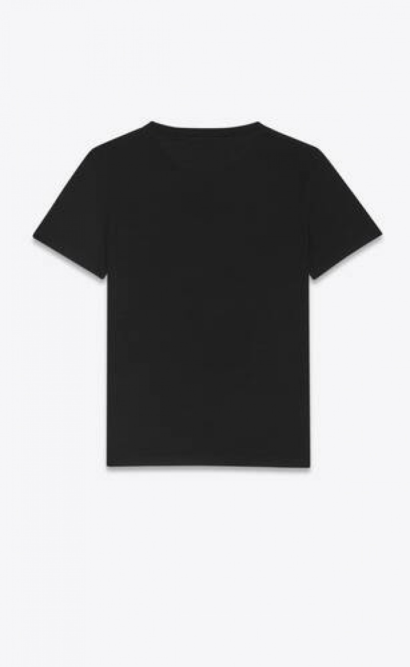 YSL Cassandre T-shirt In Wool Jersey Black | Philippines_YSL75287