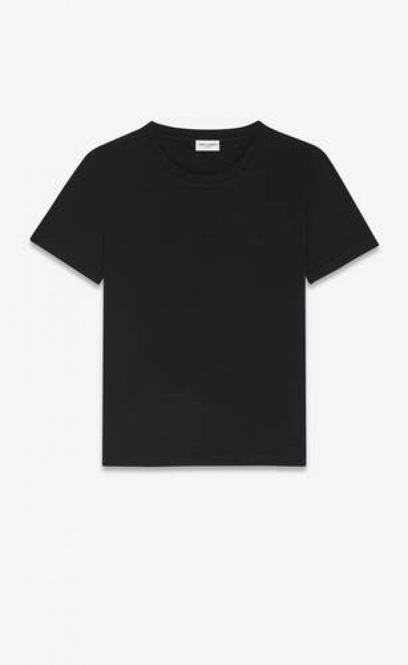 YSL Cassandre T-shirt In Wool Jersey Black | Philippines_YSL75287