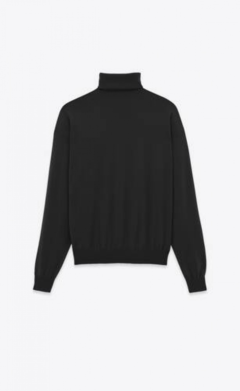 YSL Cassandre Turtleneck Sweater In Wool Black | Philippines_YSL35249