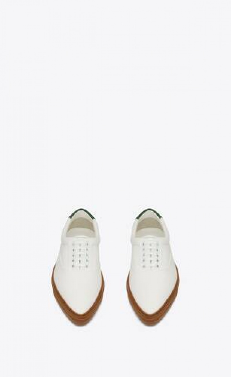 YSL Club Low Top Canvas And Leather White Brown | Philippines_YSL51743