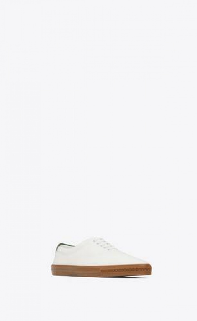 YSL Club Low Top Canvas And Leather White Brown | Philippines_YSL51743