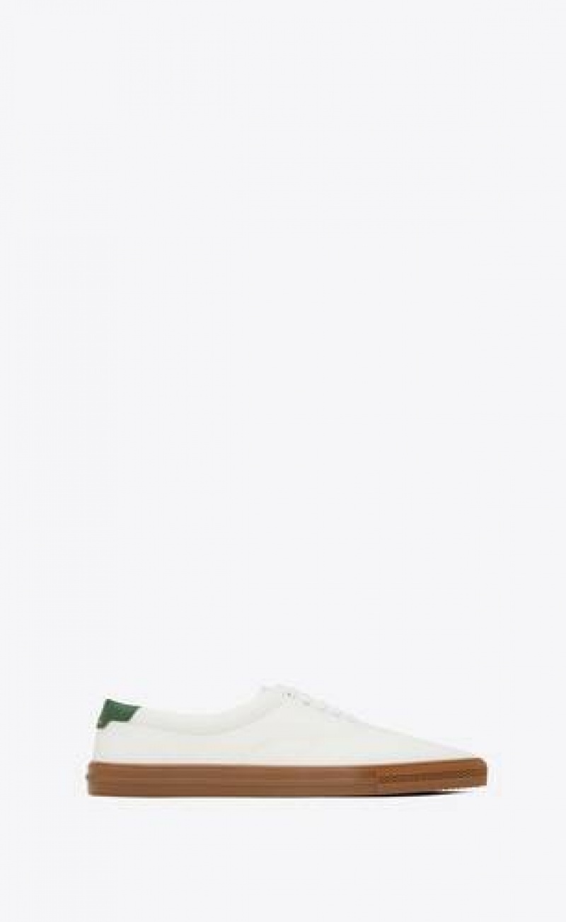 YSL Club Low Top Canvas And Leather White Brown | Philippines_YSL51743