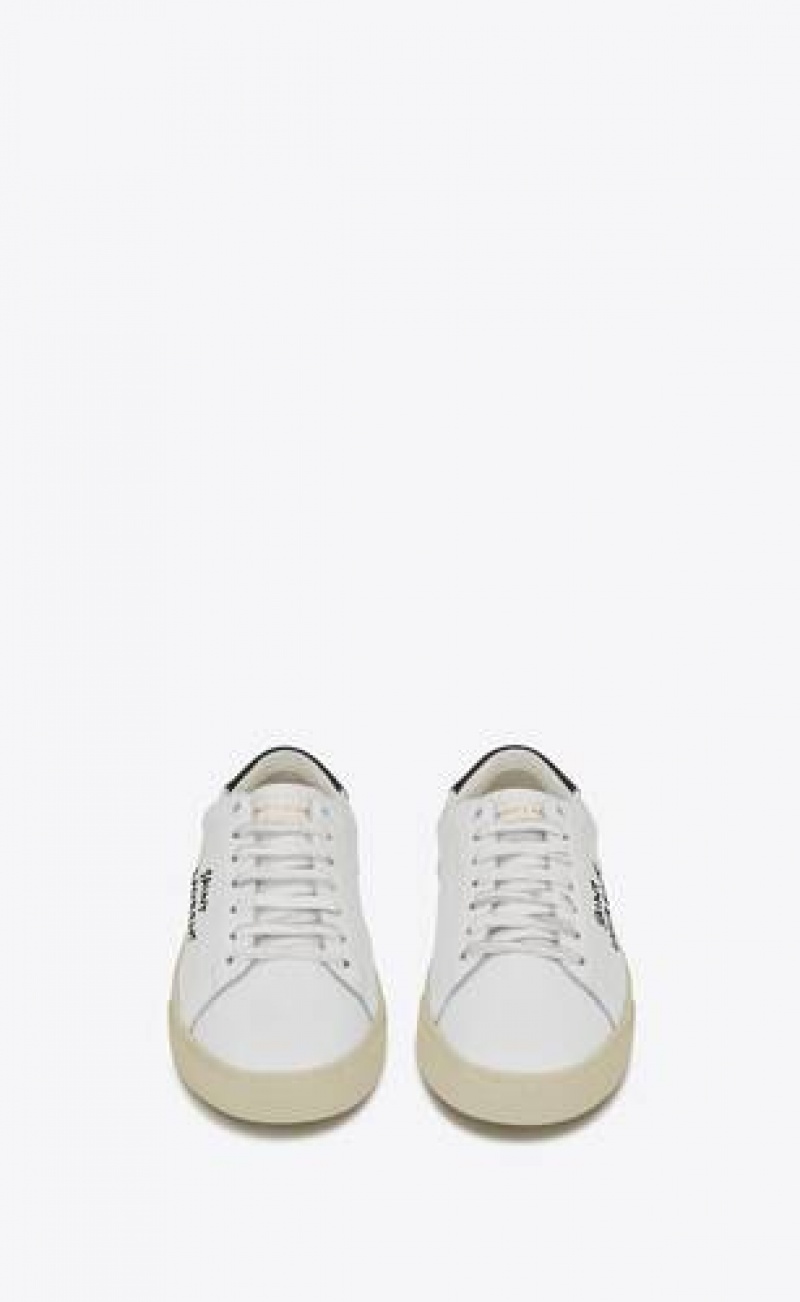 YSL Court Classic Sl/06 Embroidered Sneakers In Leather White | Philippines_YSL43681