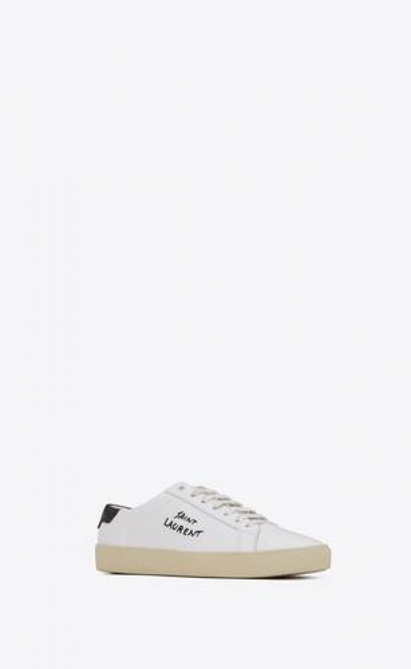 YSL Court Classic Sl/06 Embroidered Sneakers In Leather White | Philippines_YSL43681