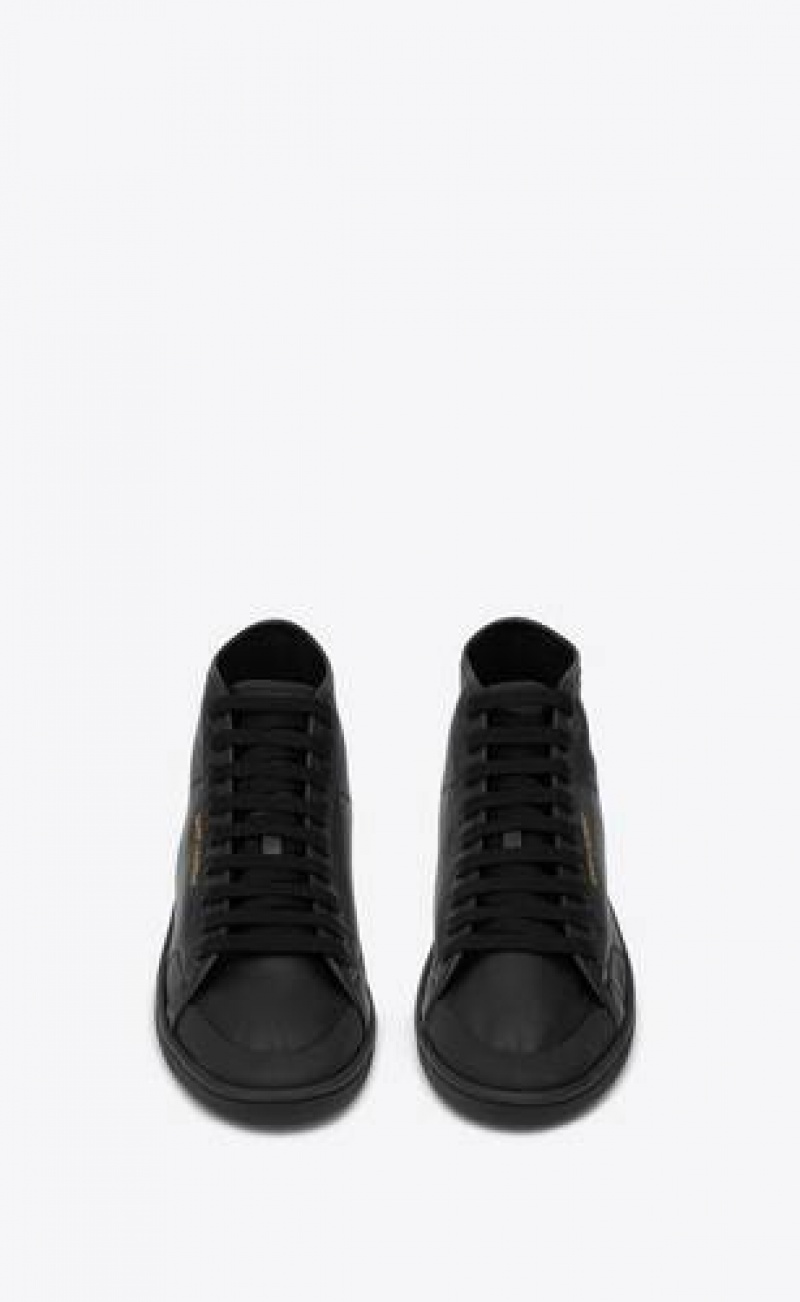 YSL Court Classic Sl/39 Mid-top Leather Black | Philippines_YSL29752