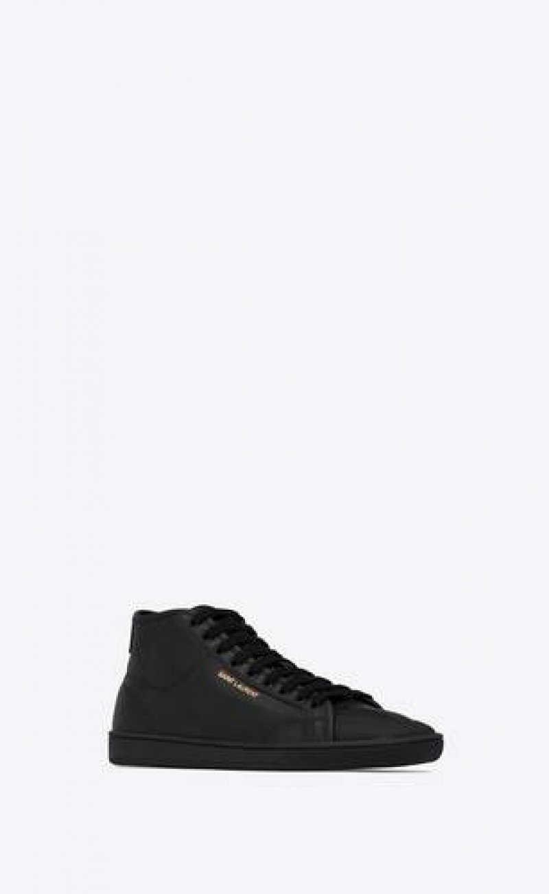 YSL Court Classic Sl/39 Mid-top Leather Black | Philippines_YSL29752