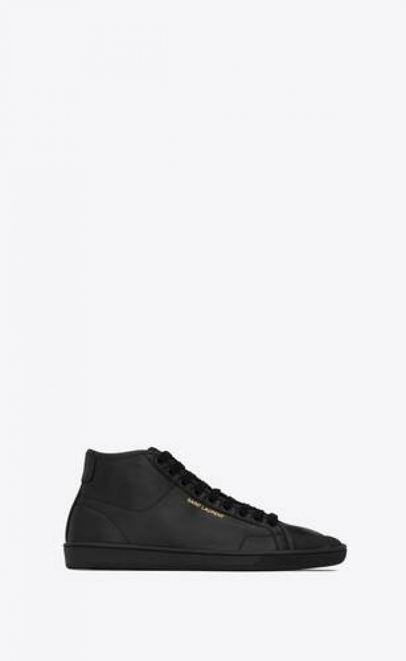 YSL Court Classic Sl/39 Mid-top Leather Black | Philippines_YSL29752