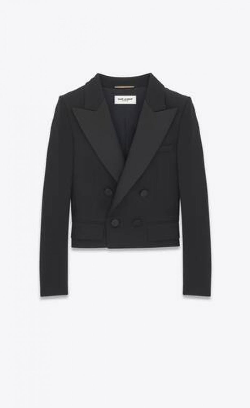 YSL Cropped Tuxedo Grain De Poudre Black | Philippines_YSL26663