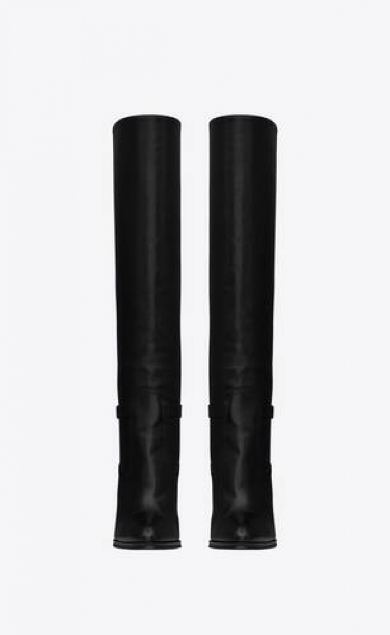 YSL Diane Boots In Grained Leather Black | Philippines_YSL27715