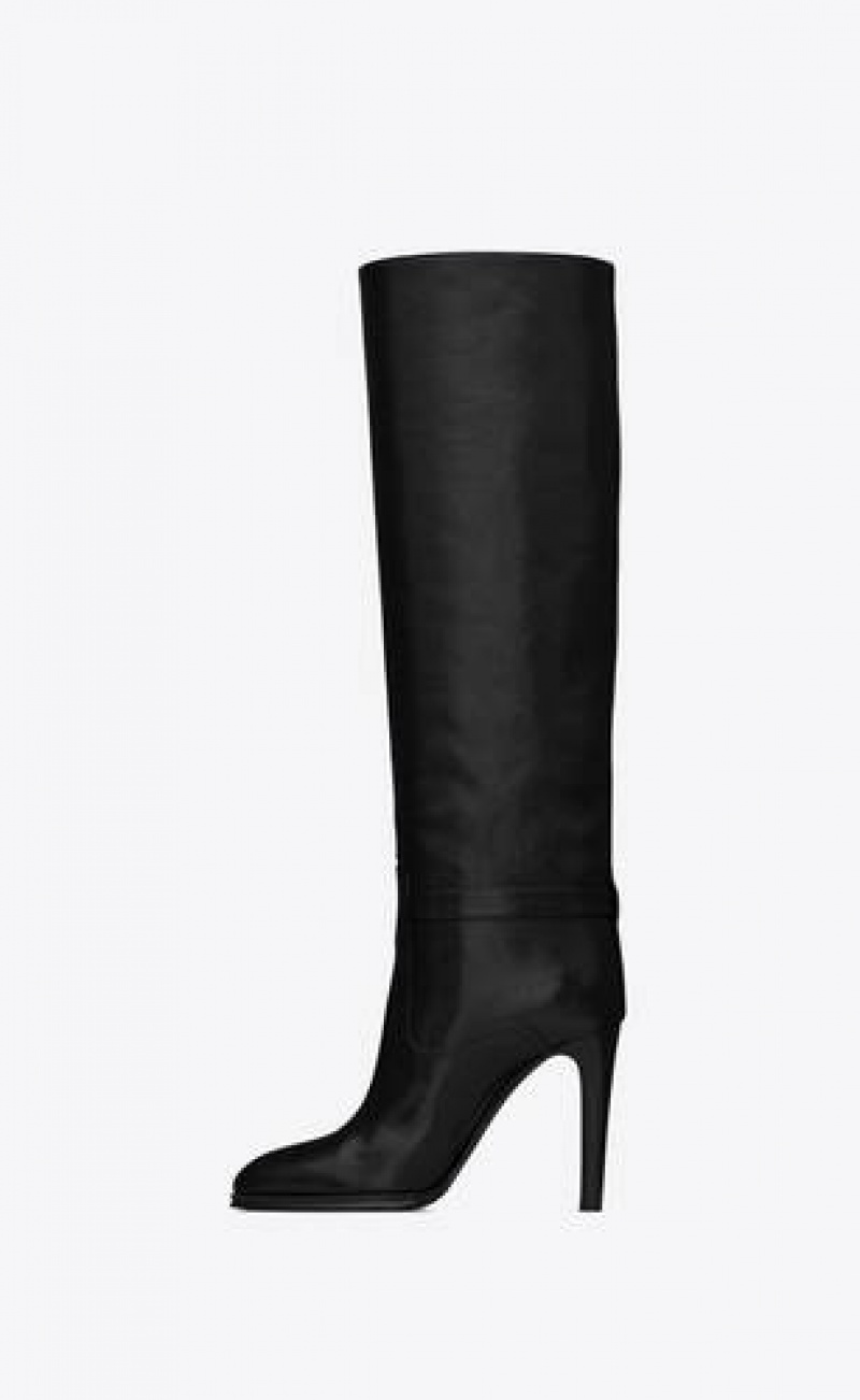 YSL Diane Boots In Grained Leather Black | Philippines_YSL27715