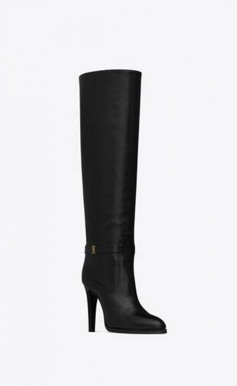 YSL Diane Boots In Grained Leather Black | Philippines_YSL27715