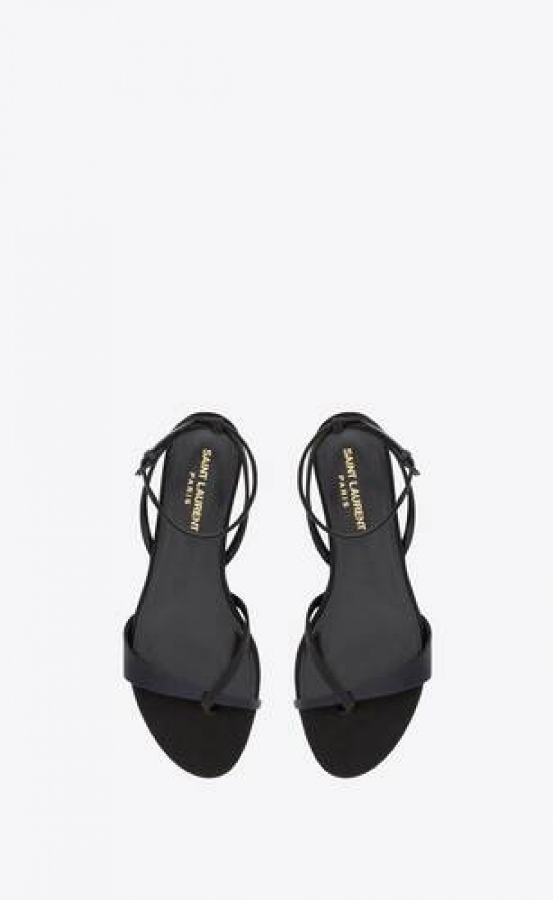 YSL Dive Sandals In Silk Satin Navy Black | Philippines_YSL52181