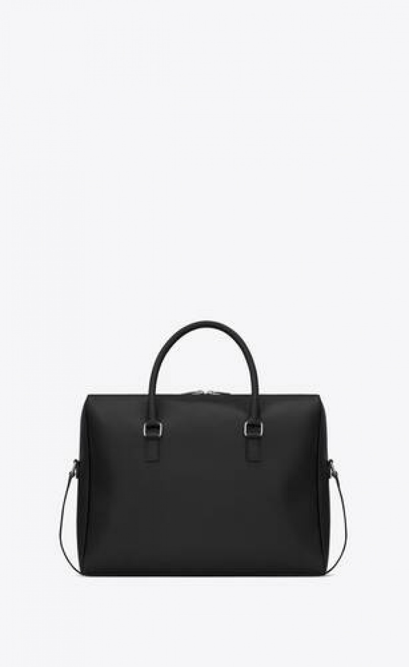 YSL Duffle Grain De Poudre Embossed Leather Black | Philippines_YSL72440