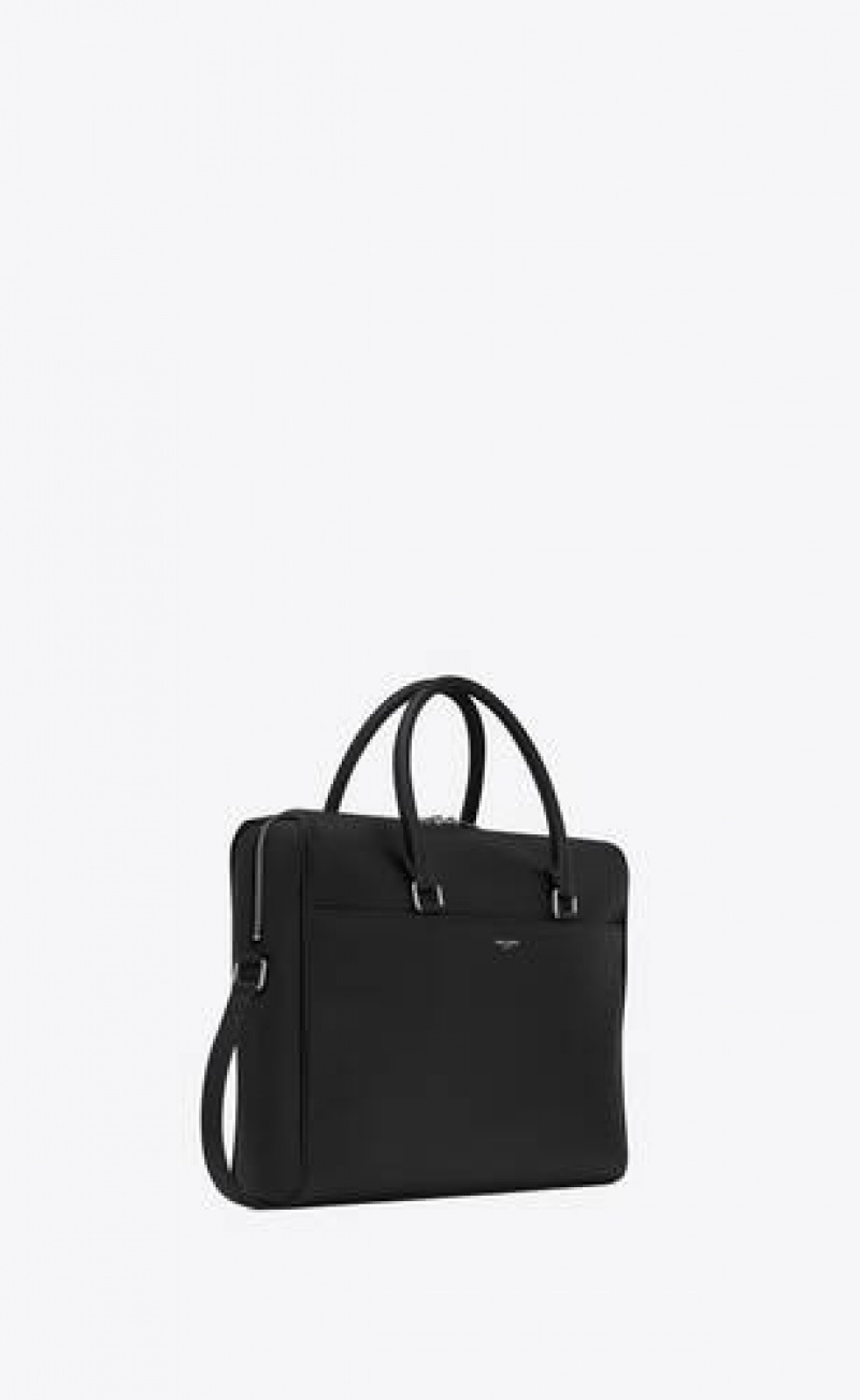 YSL Duffle Grain De Poudre Embossed Leather Black | Philippines_YSL72440