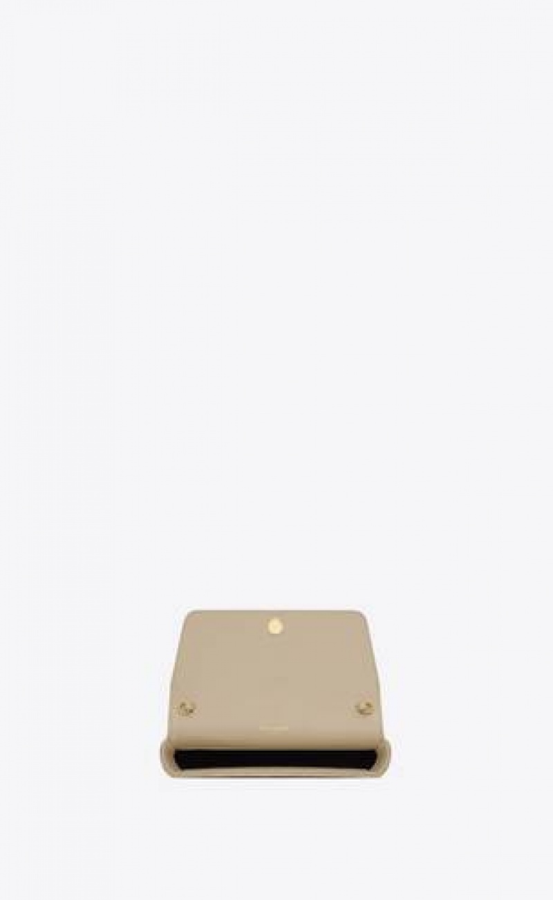 YSL Gaby Chain Phone Holder In Quilted Suede Gold | Philippines_YSL44560