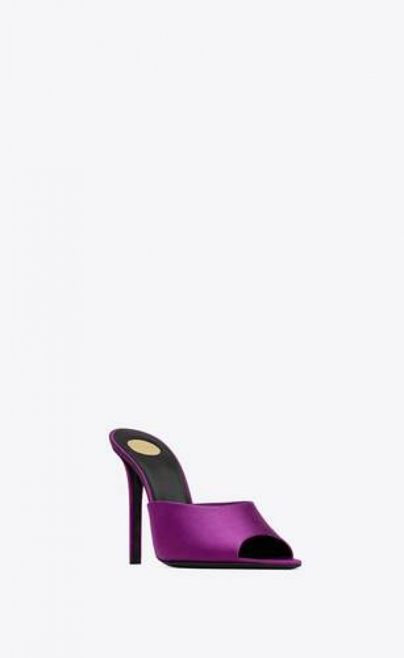 YSL Goldie Mules In Satin Crepe Purple | Philippines_YSL43245