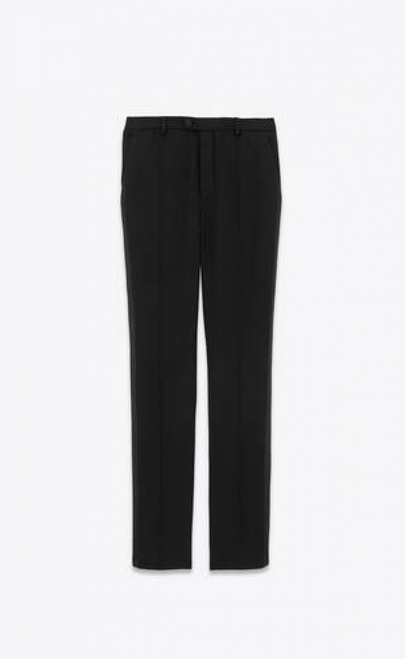 YSL High-waisted Tuxedo Raised-stripe Wool Black | Philippines_YSL12102