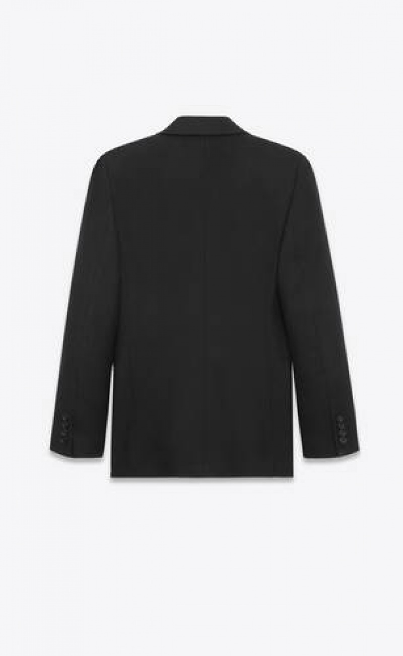 YSL Jacket In Wool Gabardine Black | Philippines_YSL17880