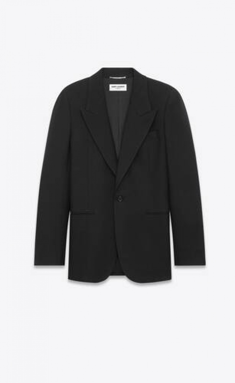 YSL Jacket In Wool Gabardine Black | Philippines_YSL17880