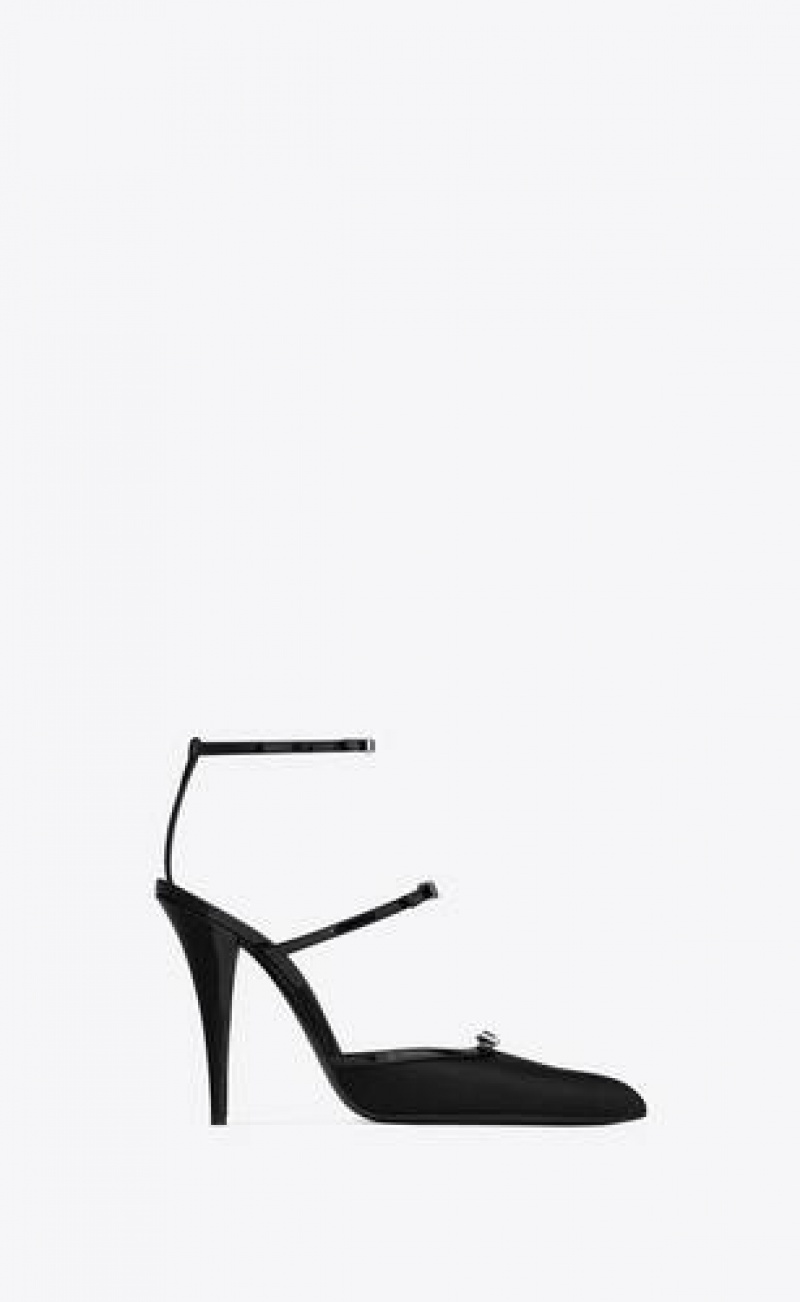 YSL Jones Pumps In Satin Crepe Black | Philippines_YSL64116