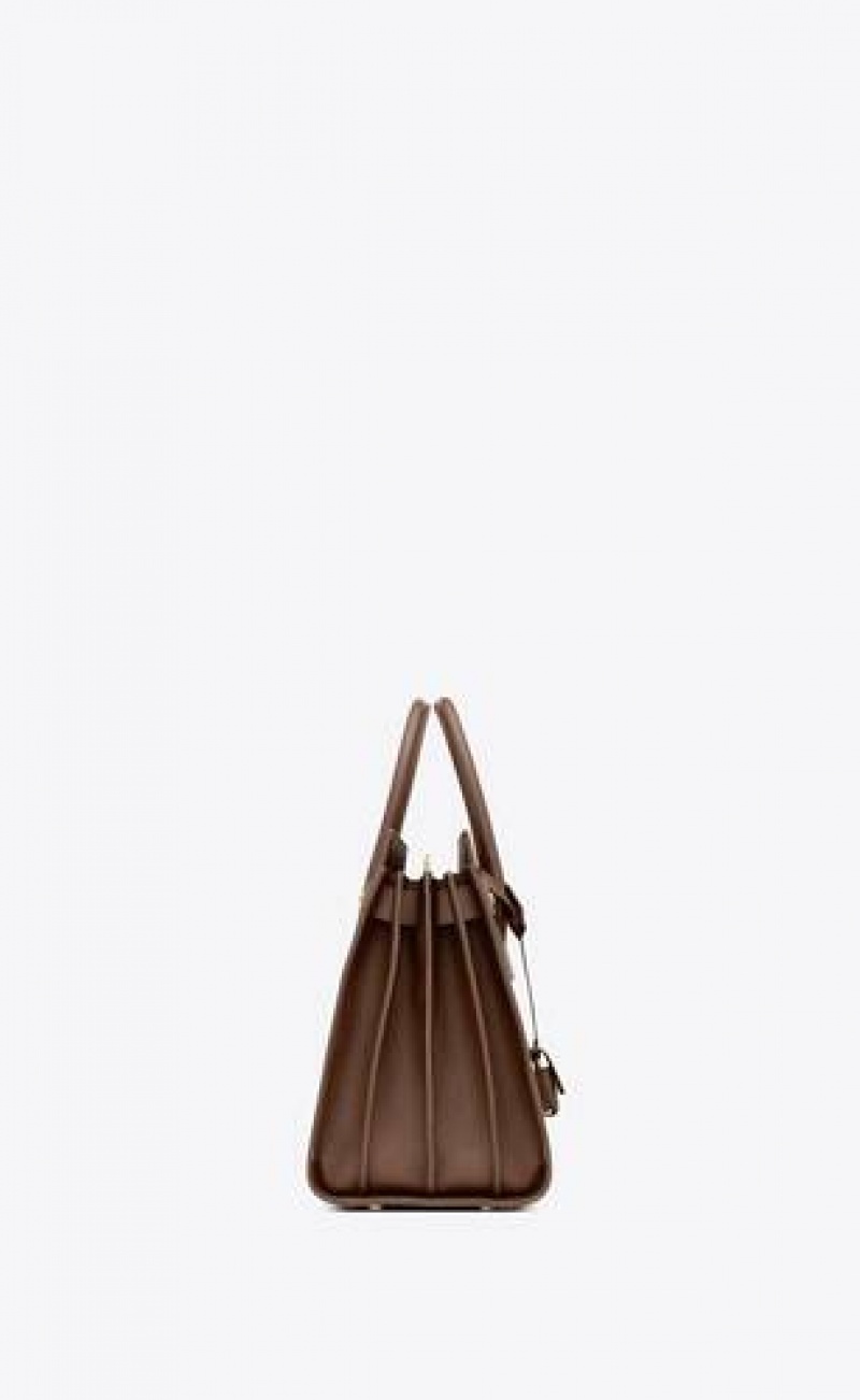 YSL Jour Small In Supple Grained Leather Grey Brown | Philippines_YSL79434