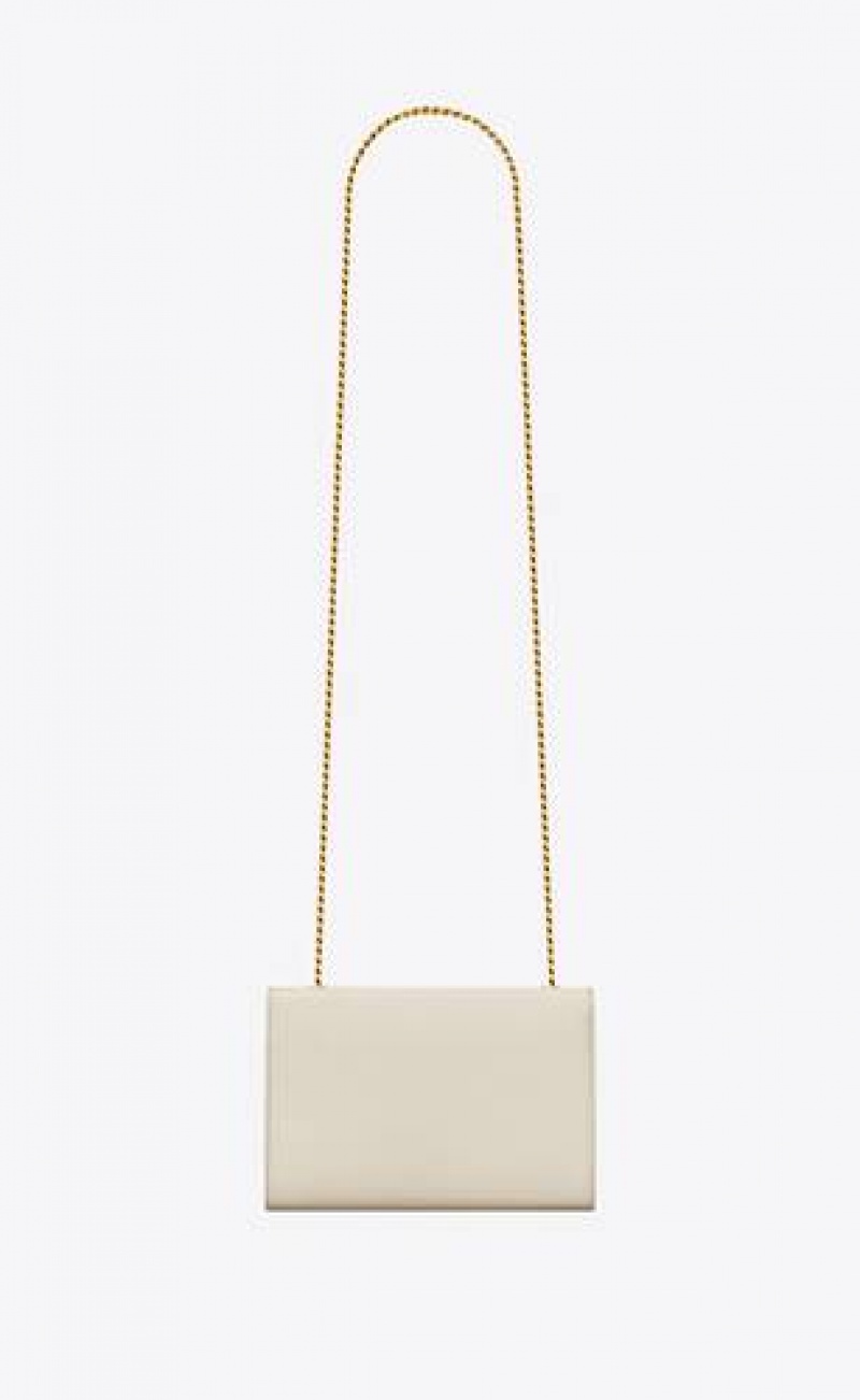 YSL Kate Small In Grain De Poudre Embossed Leather White | Philippines_YSL38162