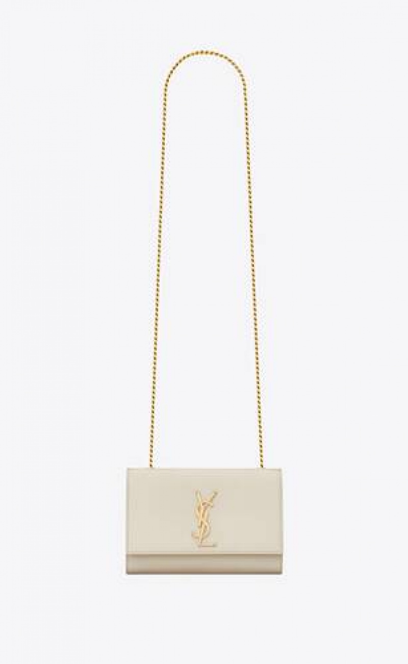 YSL Kate Small In Grain De Poudre Embossed Leather White | Philippines_YSL38162