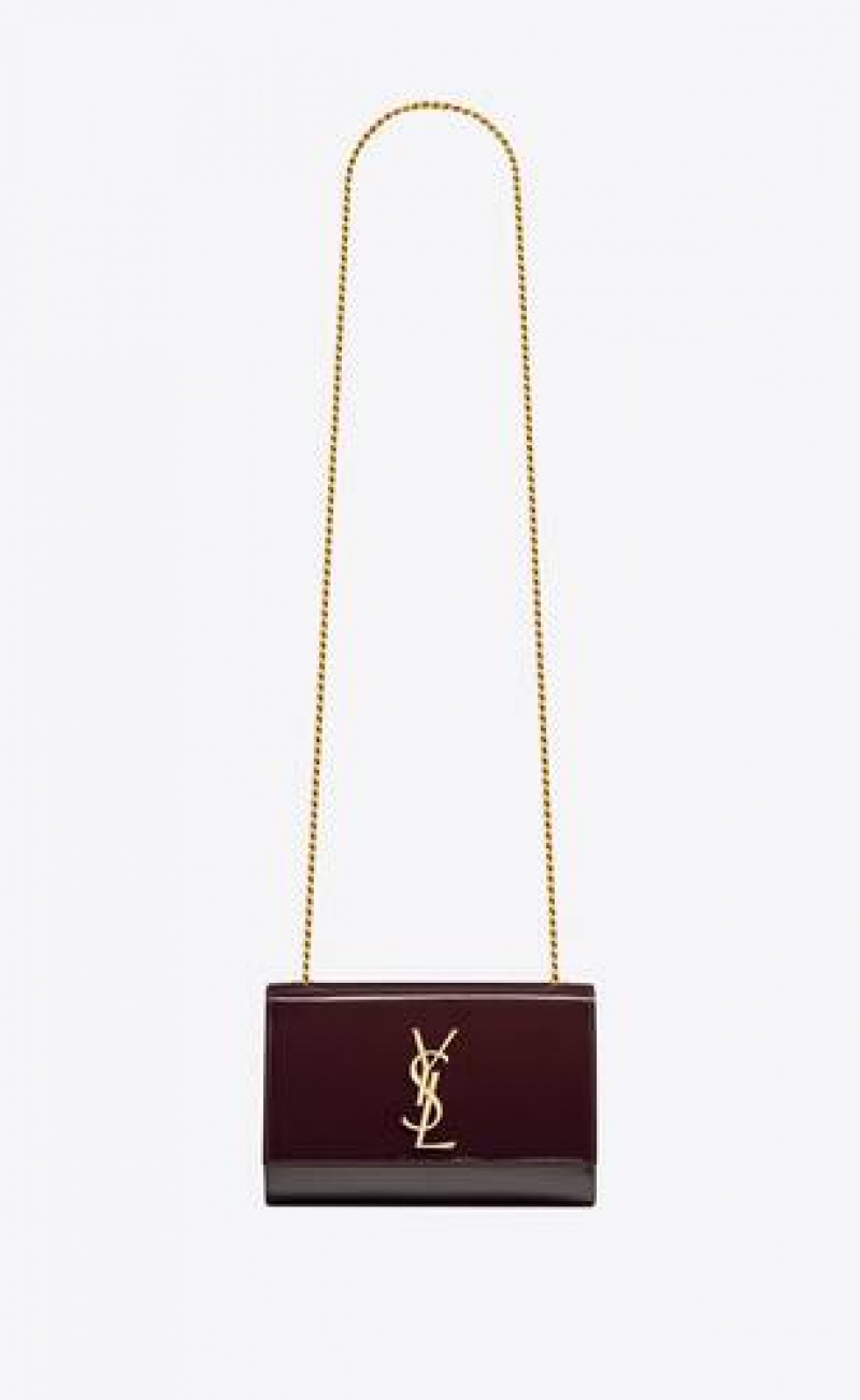 YSL Kate Small In Patent Leather Chocolate | Philippines_YSL54963