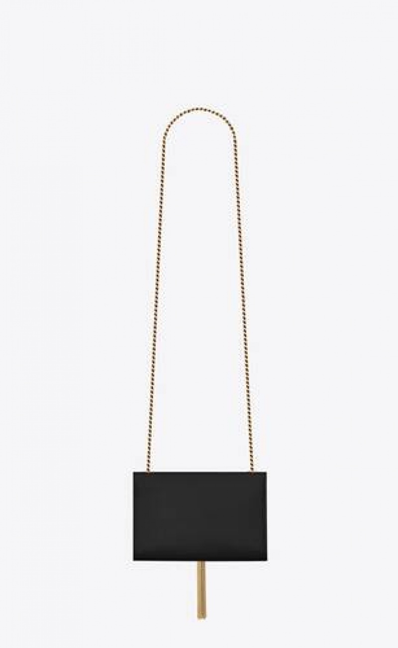 YSL Kate Small Tassel In Grain De Poudre Embossed Leather Black | Philippines_YSL58683