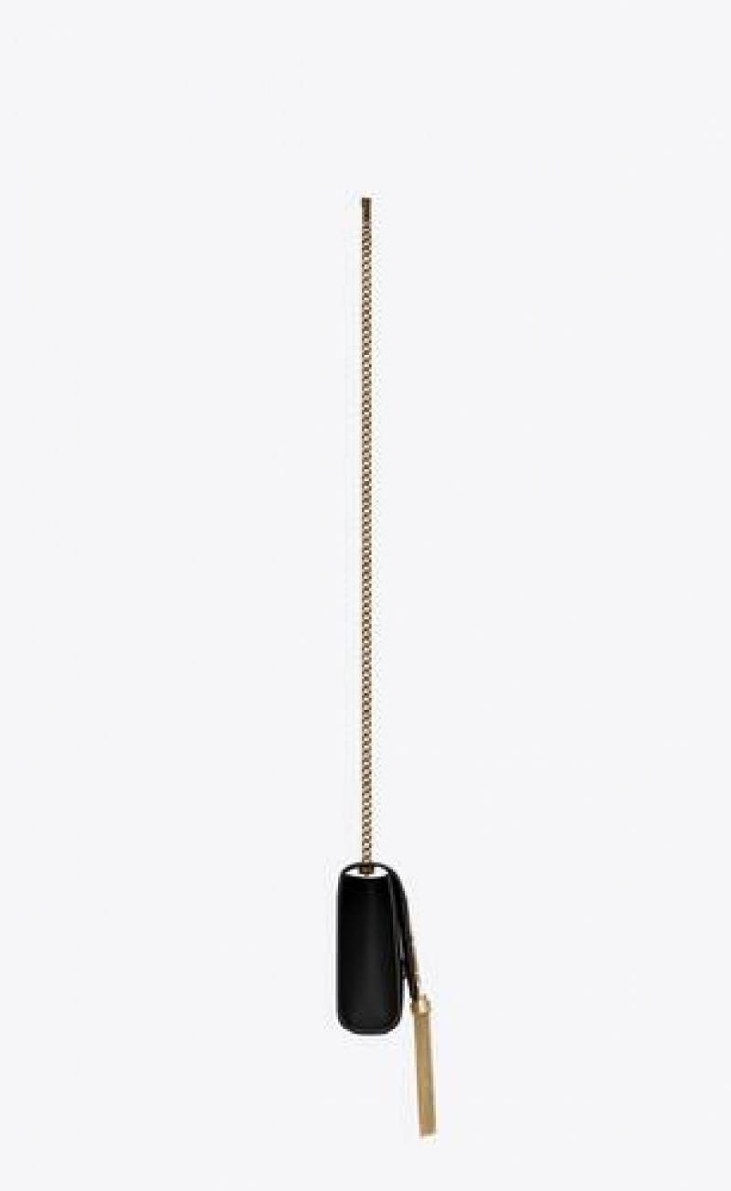 YSL Kate Small Tassel In Grain De Poudre Embossed Leather Black | Philippines_YSL58683