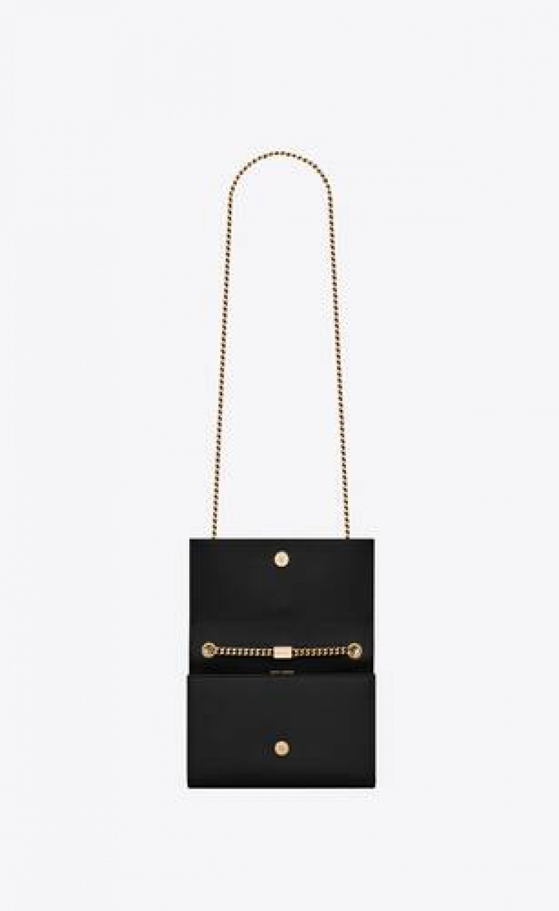 YSL Kate Small Tassel In Grain De Poudre Embossed Leather Black | Philippines_YSL58683