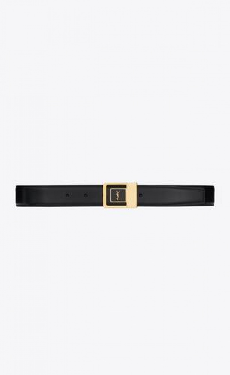 YSL La 66 Buckle Lacquered Leather Black | Philippines_YSL30467