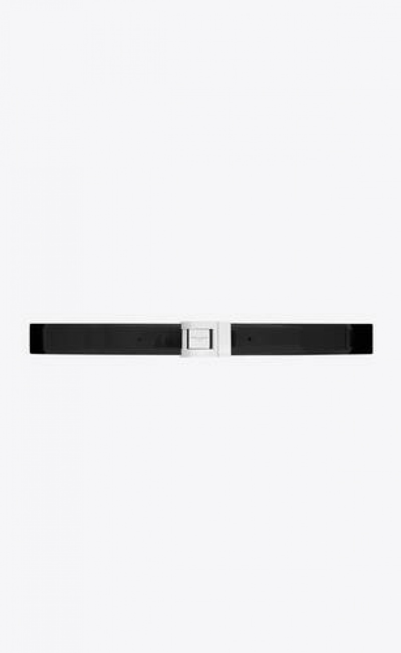 YSL La 76 Buckle Brushed Leather Black | Philippines_YSL57915