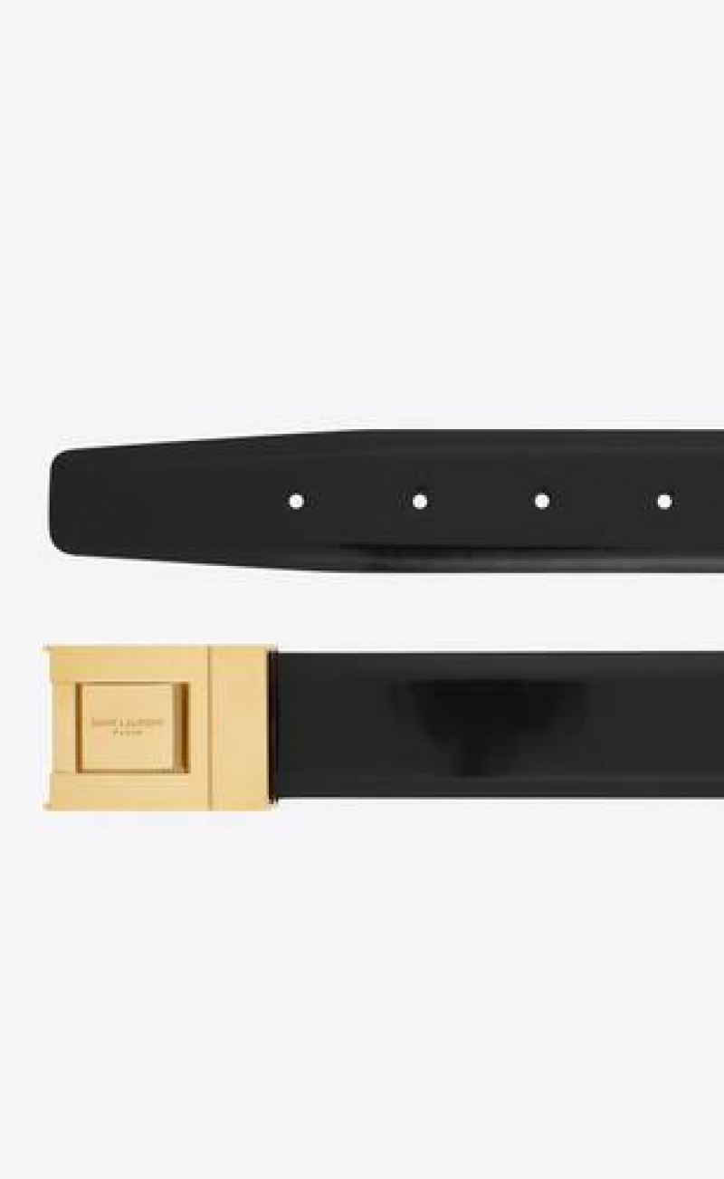 YSL La 76 Buckle Brushed Leather Black | Philippines_YSL62837