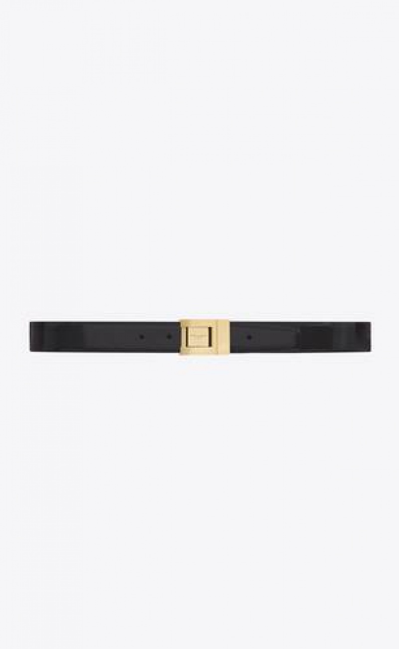 YSL La 76 Buckle Brushed Leather Black | Philippines_YSL62837