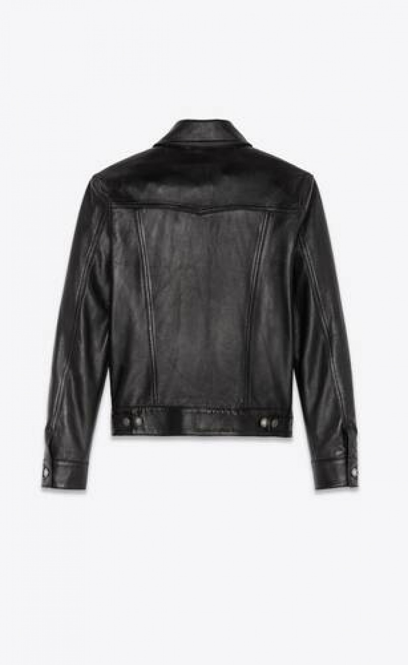 YSL Lambskin Denim Jacket Black | Philippines_YSL21733