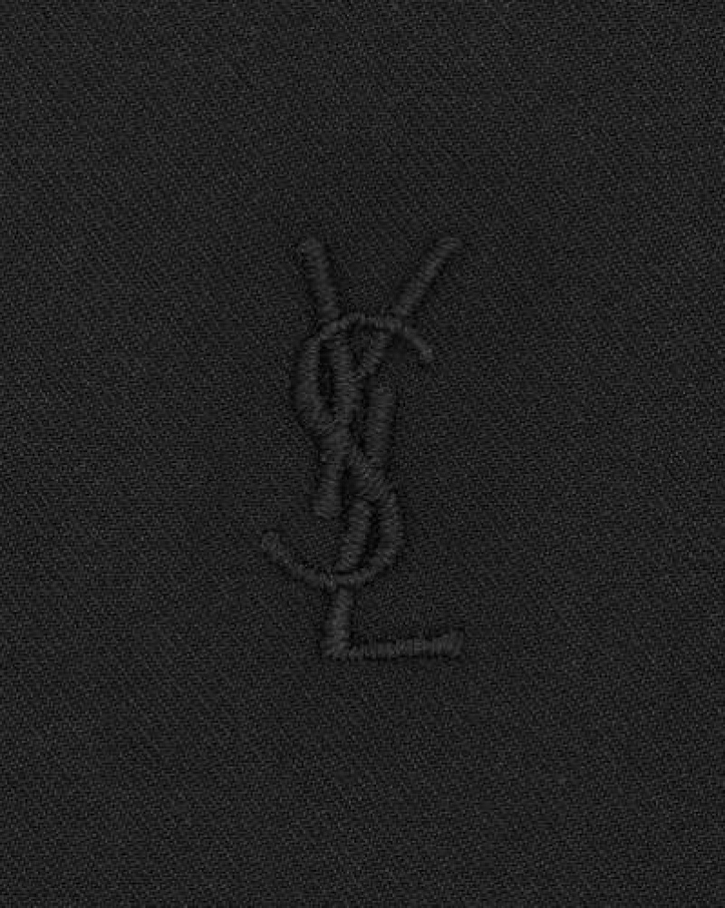 YSL LavallièRe-neck Blouse In Cotton Poplin Black | Philippines_YSL83675