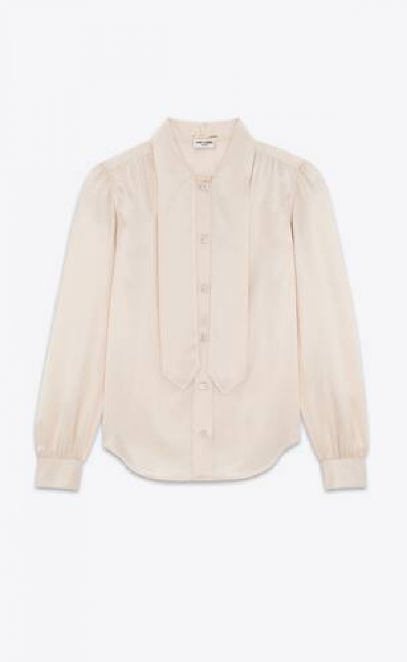 YSL LavallièRe-neck Blouse In Silk Satin White | Philippines_YSL38343