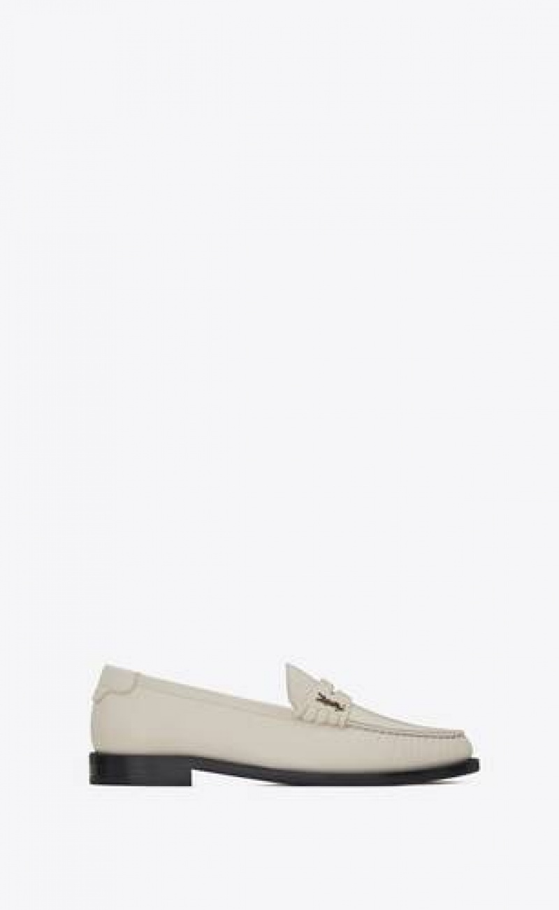 YSL Le Loafer Penny Slippers In Smooth Leather White | Philippines_YSL81458