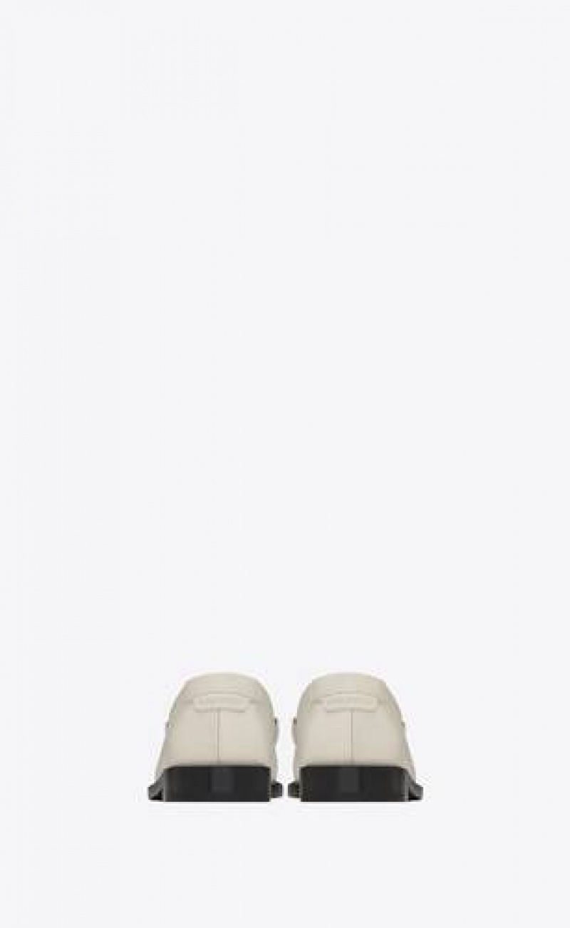 YSL Le Loafer Penny Slippers In Smooth Leather White | Philippines_YSL81458