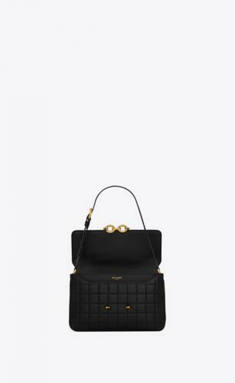 YSL Le Maillon Satchel In Quilted Lambskin Black | Philippines_YSL99624