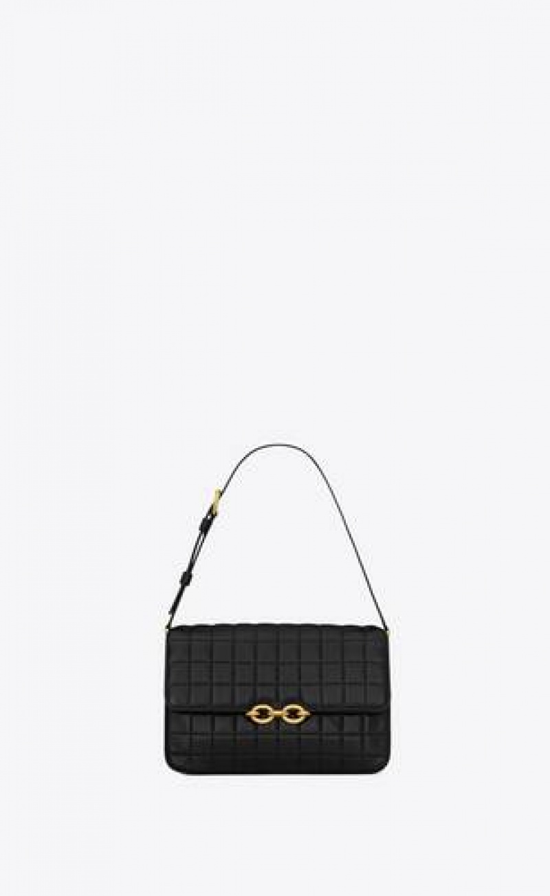 YSL Le Maillon Satchel In Quilted Lambskin Black | Philippines_YSL99624